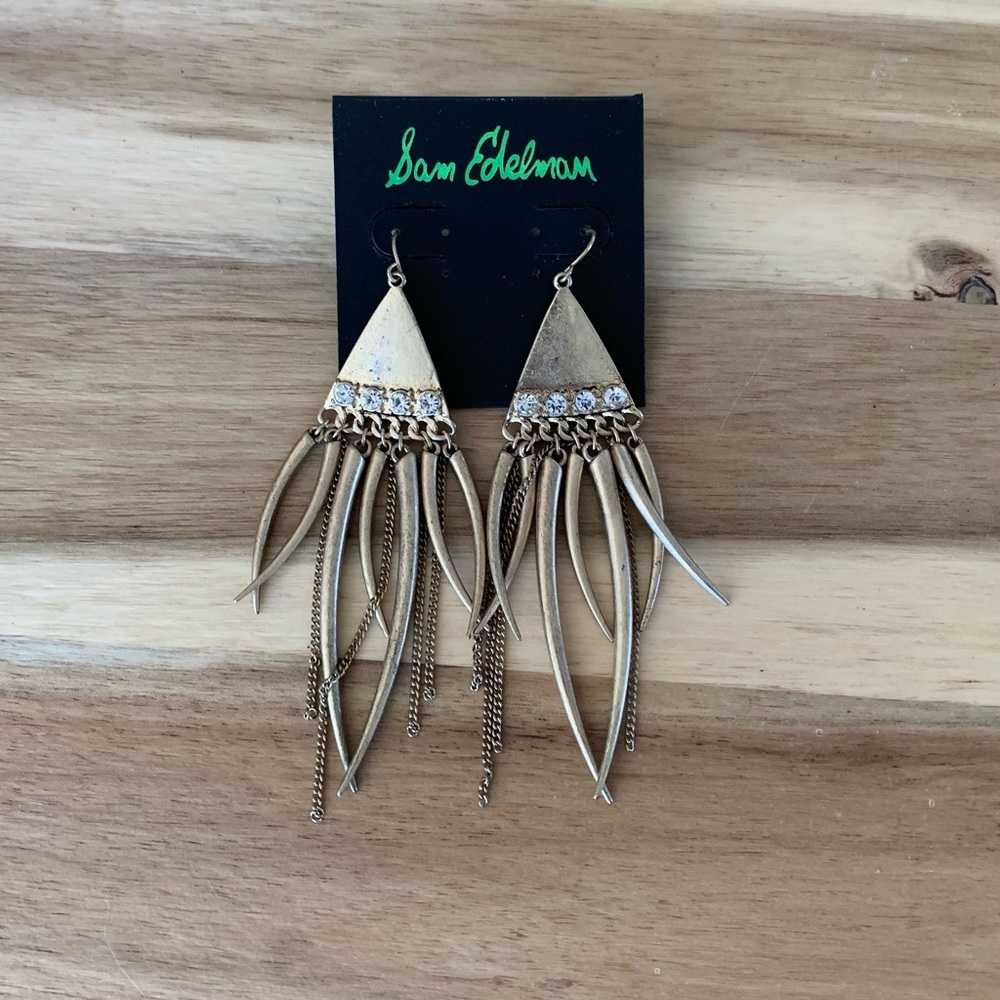 Sam Edelman antiqued golden tassel earrings vintage jewelry NWT